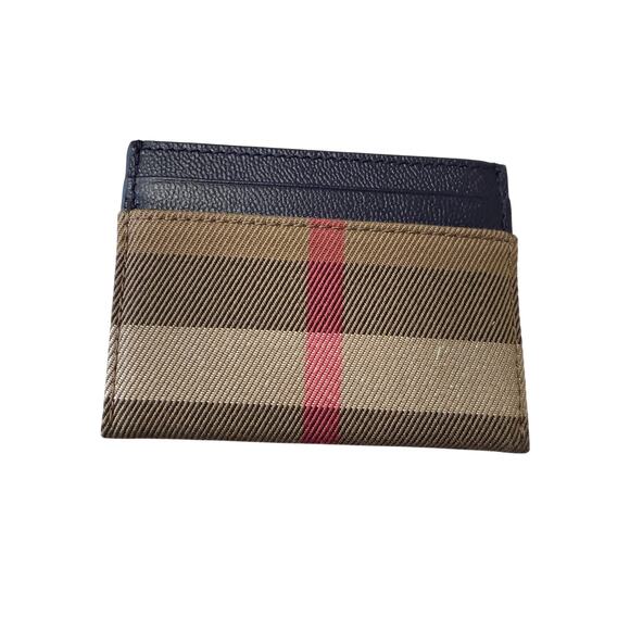 RETAIL $260 Burberry Sandon Canvas Card Holder*BRAND-NEW FULL SET*Dark Blue - Picture 1 of 3
